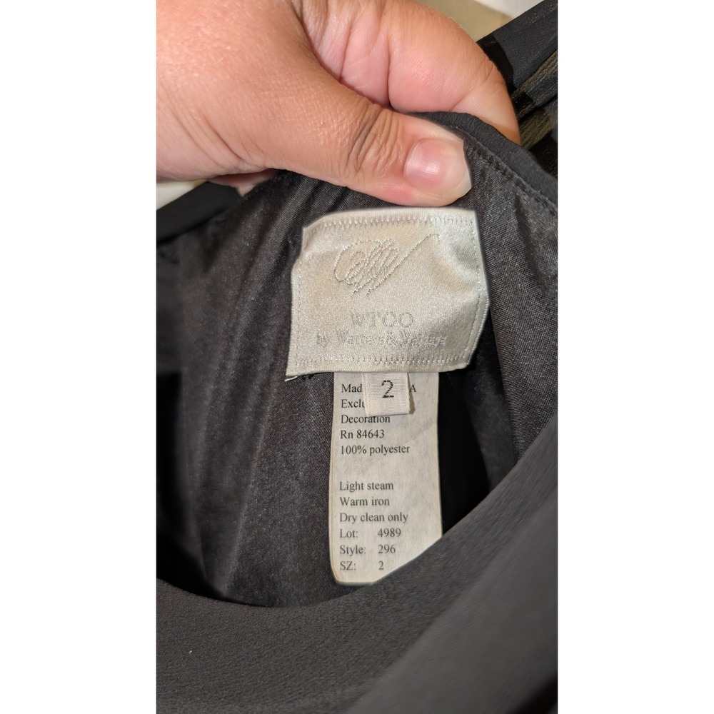 Wtoo Watters & Watters‎ Womens Dress Size 2 Black Sheath Short One Shoulder Y2K - Picture 5 of 6